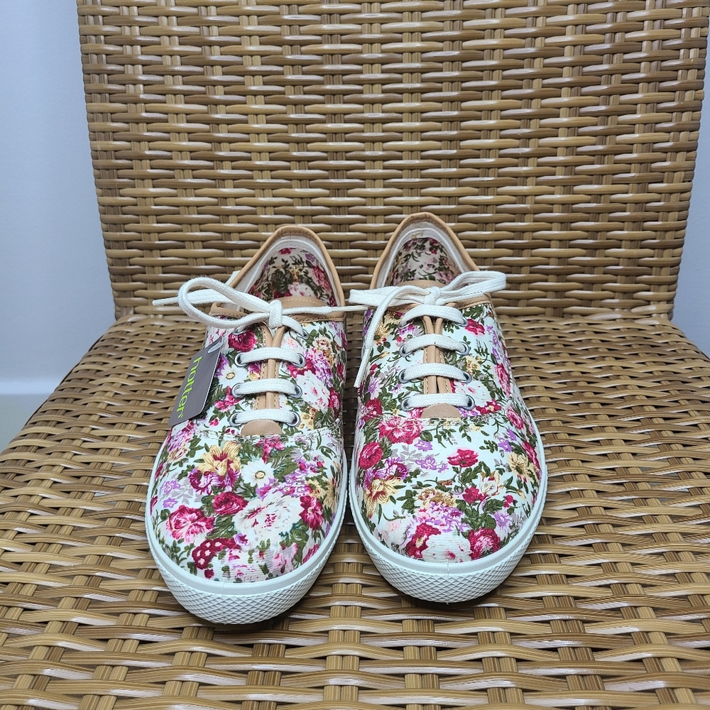 Hotter Shoes Mabel Comfort Concept Floral Canvas Leather Trim Size 11…